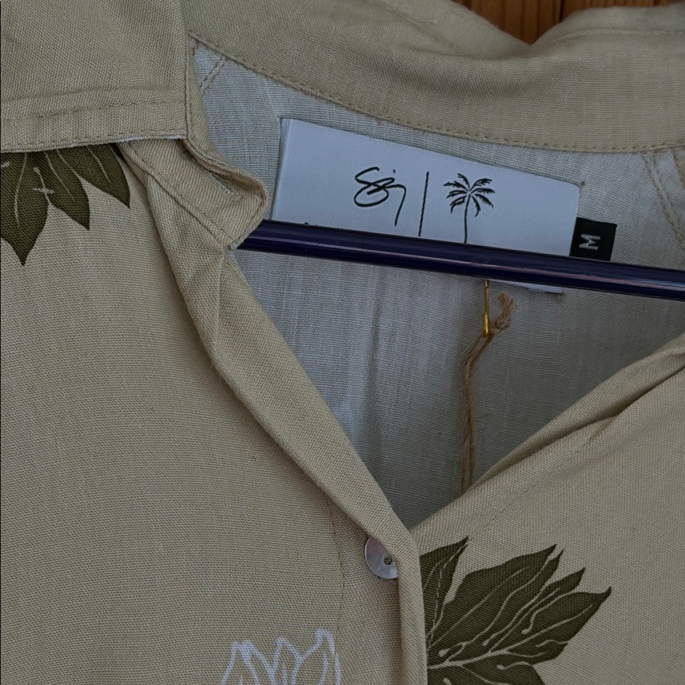 Sig Zane Beige and brown Leaf Print Blouse - Picture 6 of 7